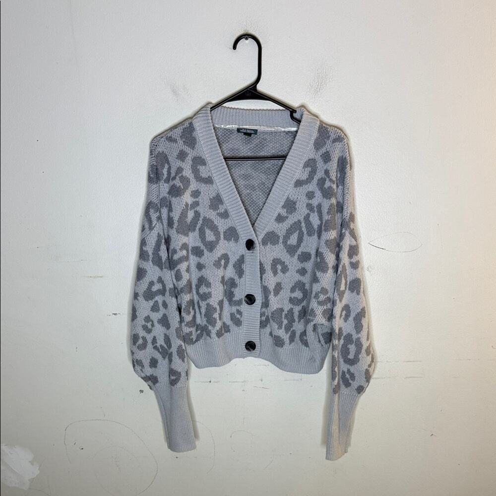 Wild Fable Gray Leopard Print Button Front Cardigan Size Large